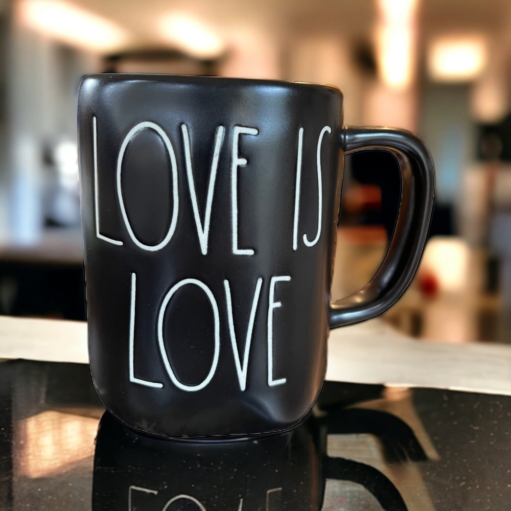 Rae Dunn Artisan Collection By Magenta LOVE is LOVE 16 oz BLACK Tea / Coffee Mug